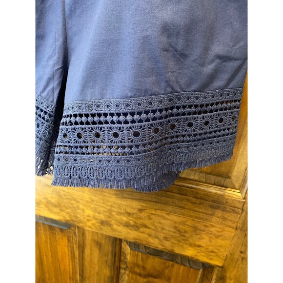 Boho Shorts Lace Trim Plus Size XL Navy Wide Elastic Waist Bohemian Hippie Gypsy - Picture 2 of 12